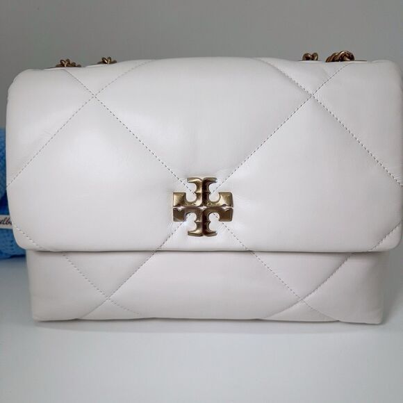 Tory Burch 154704 Kira Diamond Quilt Convertible Shoulder Bag Leather Blanc NWT - Picture 3 of 10